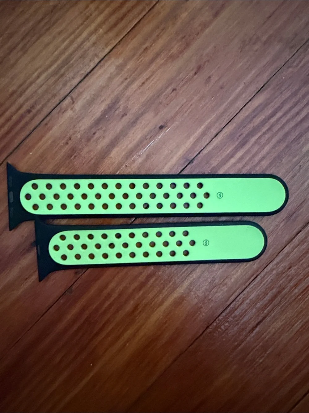 Authentic Apple Black Nike Sport Watch Band with Neon Green Accents M/L